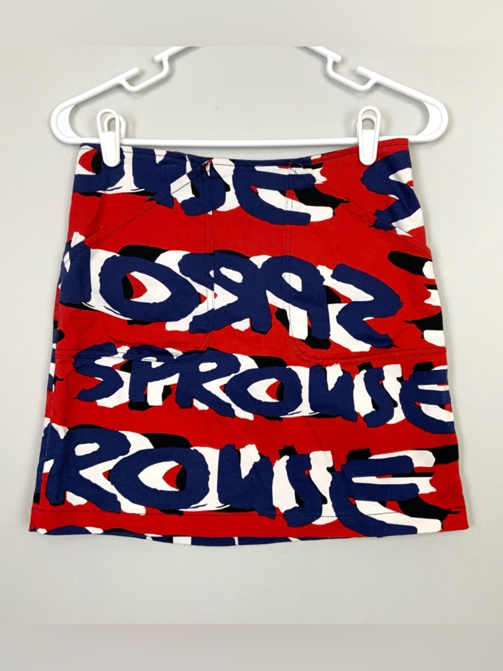 STEPHEN SPROUSE x Target Sz 2 Modern‎ Graphic Logo Print Red Blue Mini Skirt